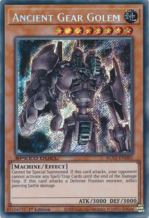Ancient Gear Golem (Secret Rare) SGX1-END01 card from Speed Duel GX: Duel Academy Box