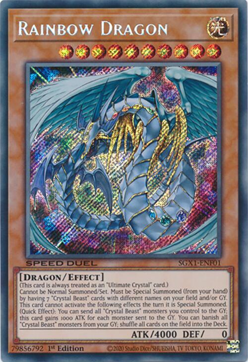 Rainbow Dragon (Secret Rare) SGX1-ENF01 card from Speed Duel GX: Duel Academy Box