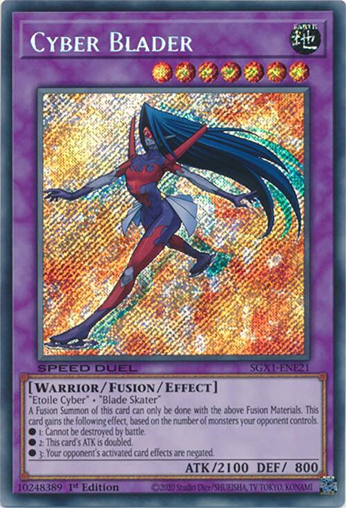 Cyber Blader (Secret Rare) SGX1-ENE21 card from Speed Duel GX: Duel Academy Box
