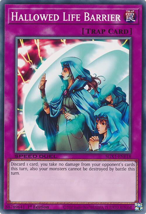 Hallowed Life Barrier SGX1-ENE18 card from Speed Duel GX: Duel Academy Box