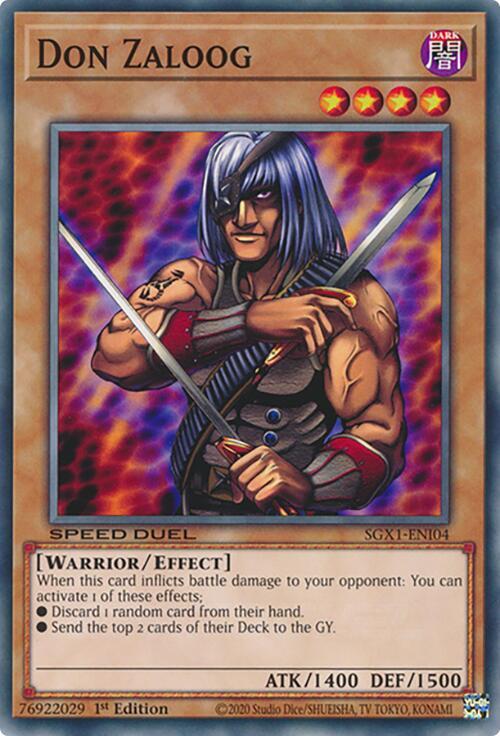 Don Zaloog SGX1-ENI04 card from Speed Duel GX: Duel Academy Box