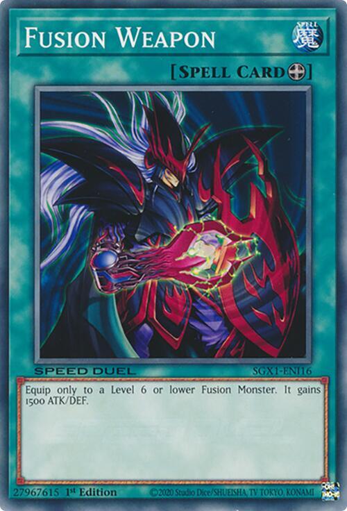 Fusion Weapon SGX1-ENI16 card from Speed Duel GX: Duel Academy Box