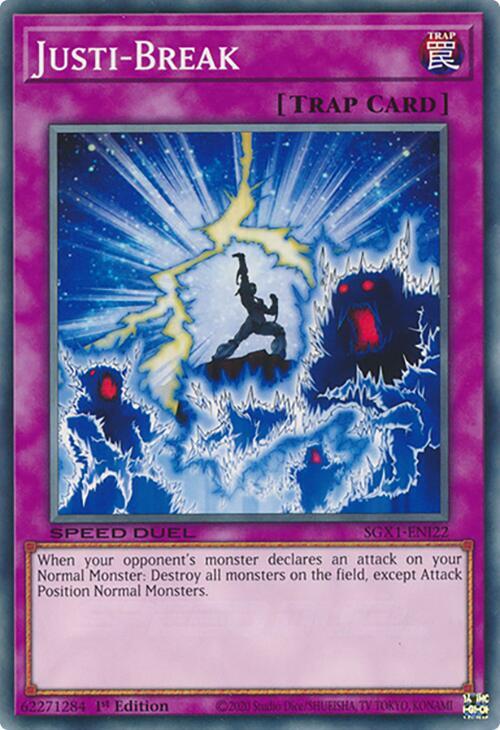 Justi-Break SGX1-ENI22 card from Speed Duel GX: Duel Academy Box