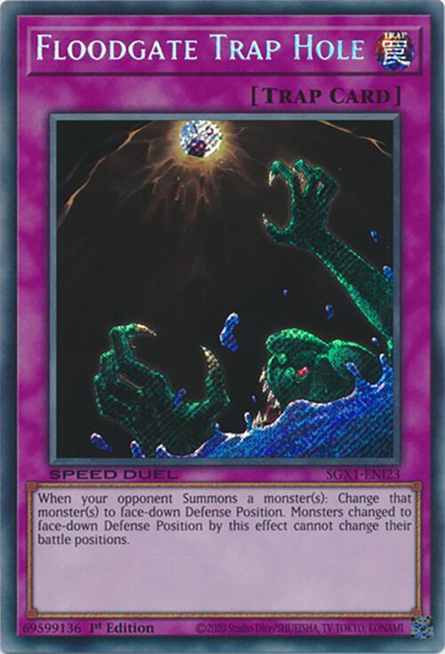Floodgate Trap Hole (Secret Rare) SGX1-ENI23 card from Speed Duel GX: Duel Academy Box