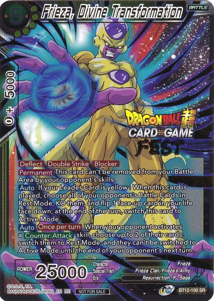 Frieza, Divine Transformation (Card Game Fest 2022) BT12-100 card from Tournament Promotion Cards