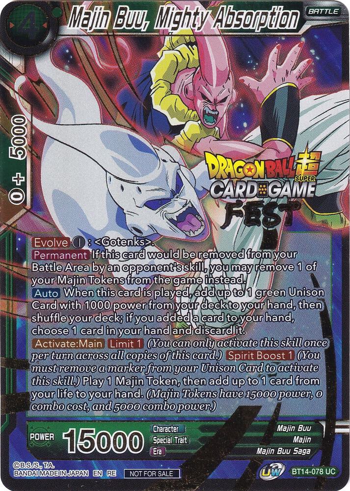 Majin Buu, Mighty Absorption (Card Game Fest 2022) BT14-078 card from Tournament Promotion Cards