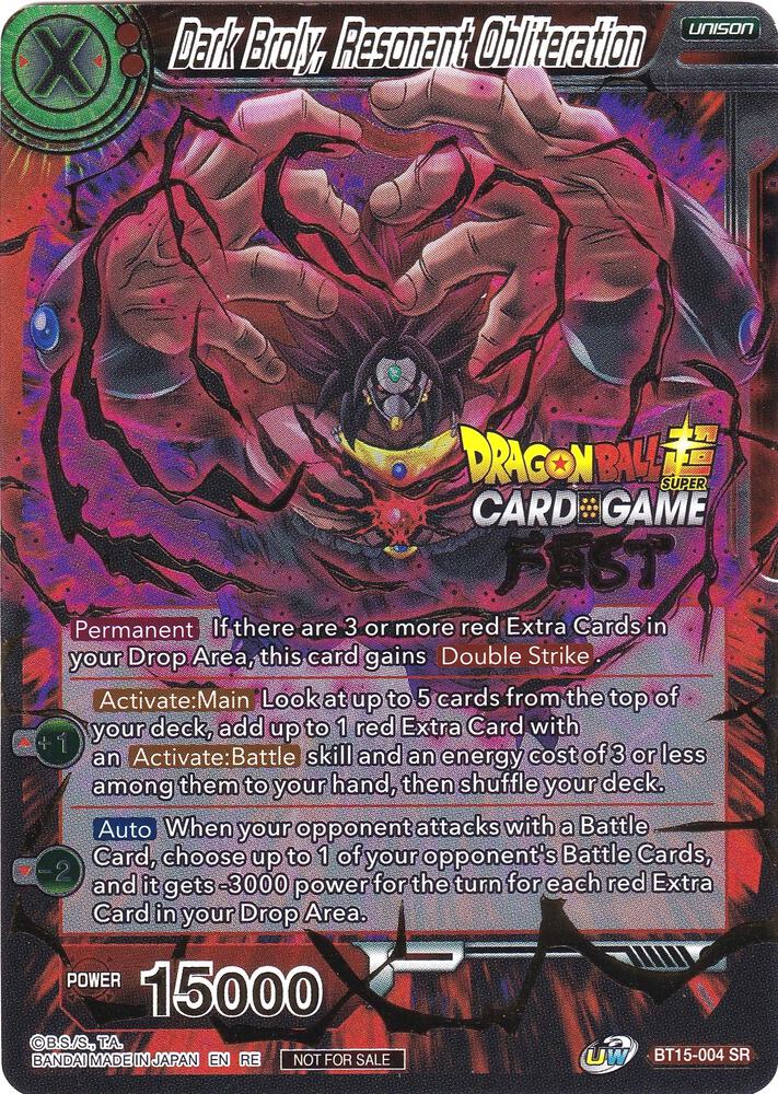 Dark Broly, Resonant Obliteration (Card Game Fest 2022) BT15-004 card from Tournament Promotion Cards