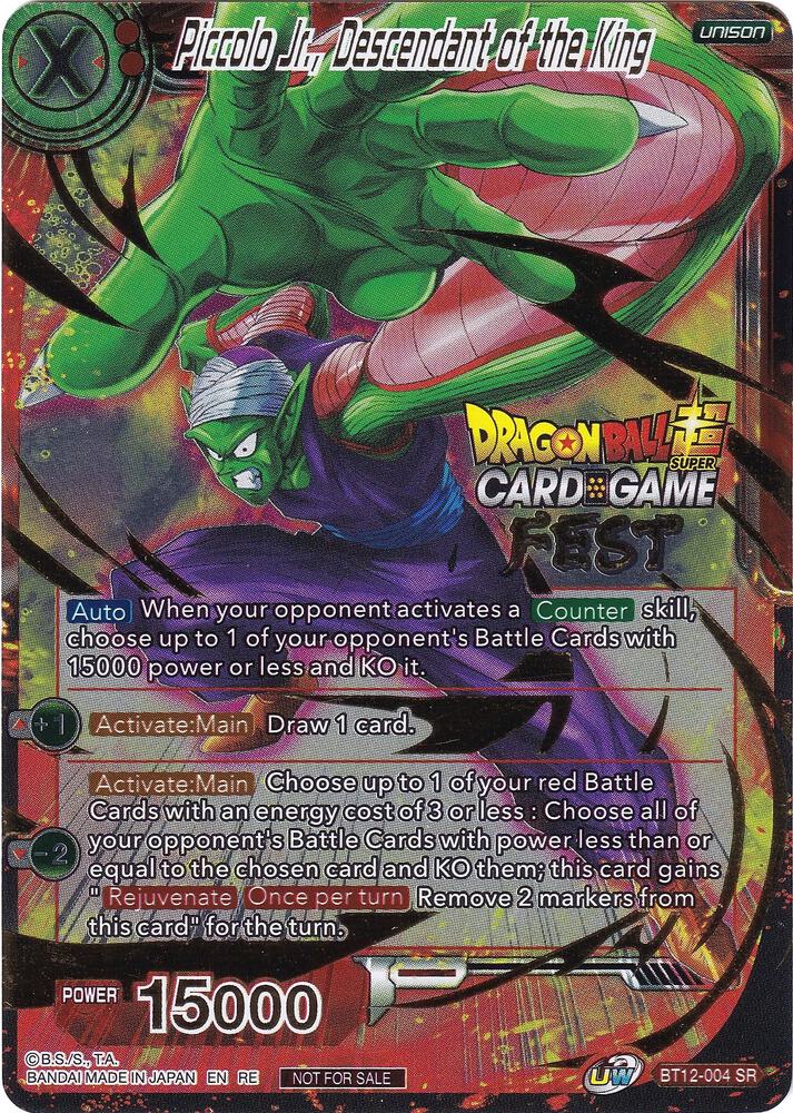 Piccolo Jr., Descendant of the King (Card Game Fest 2022) BT12-004 card from Tournament Promotion Cards