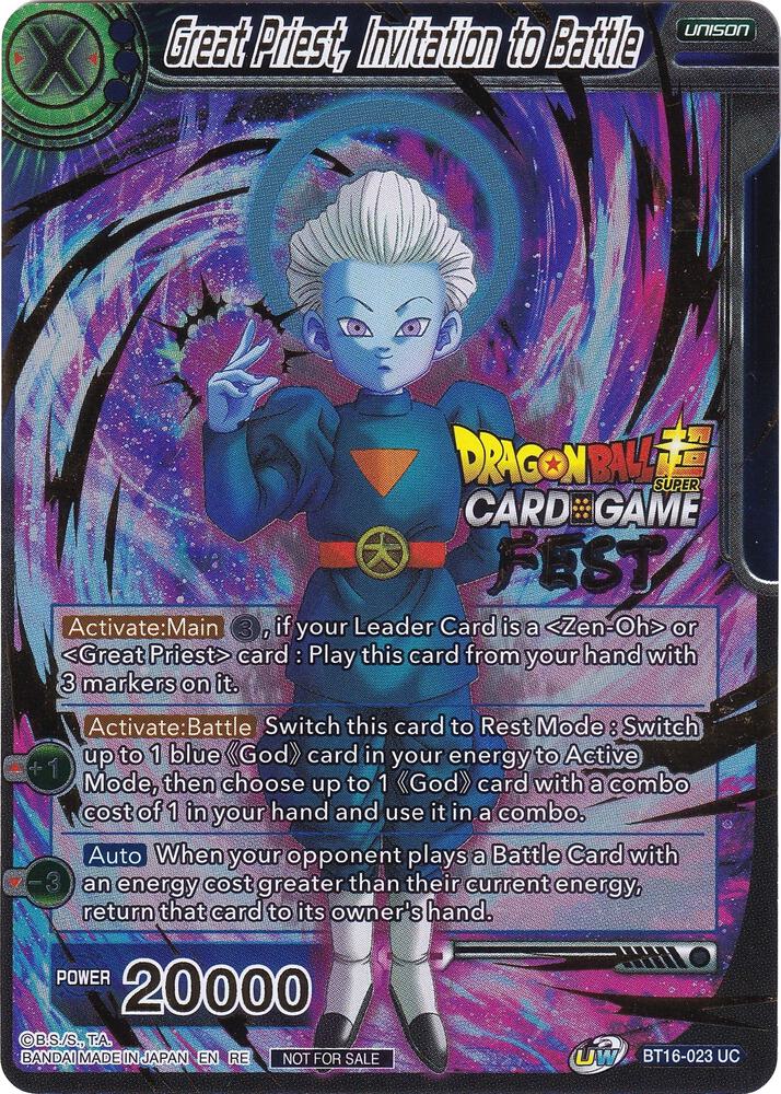 Great Priest, Invitation to Battle (Card Game Fest 2022) BT16-023 card from Tournament Promotion Cards