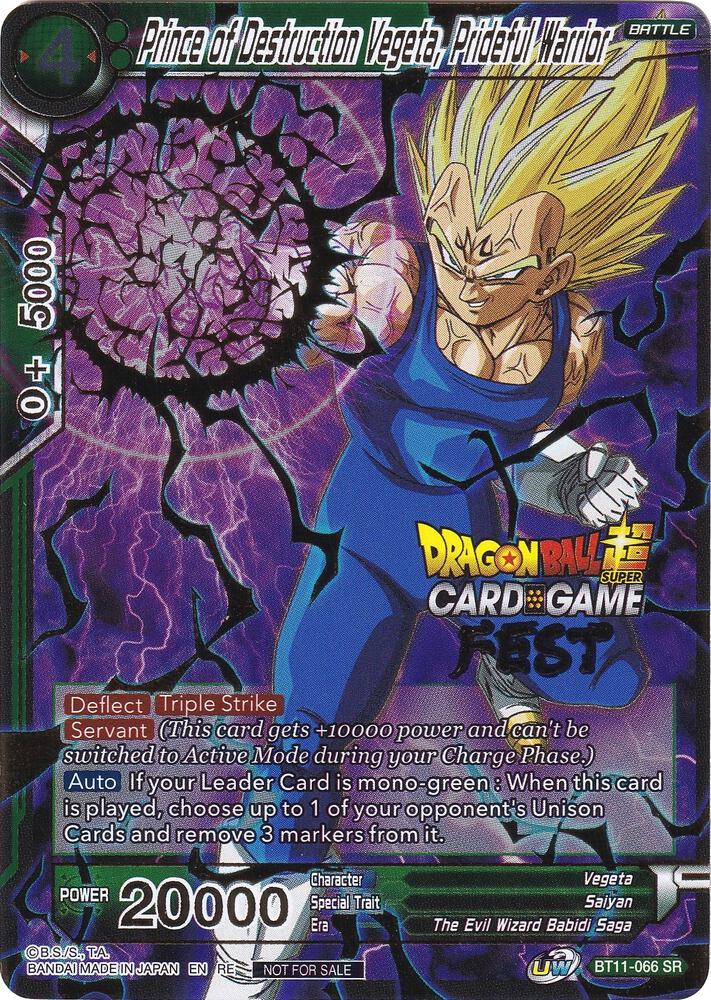Prince of Destruction Vegeta, Prideful Warrior (Card Game Fest 2022) BT11-066 card from Tournament Promotion Cards