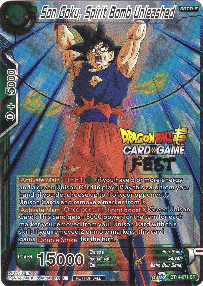 Son Goku, Spirit Bomb Unleashed (Card Game Fest 2022) BT14-071 card from Tournament Promotion Cards