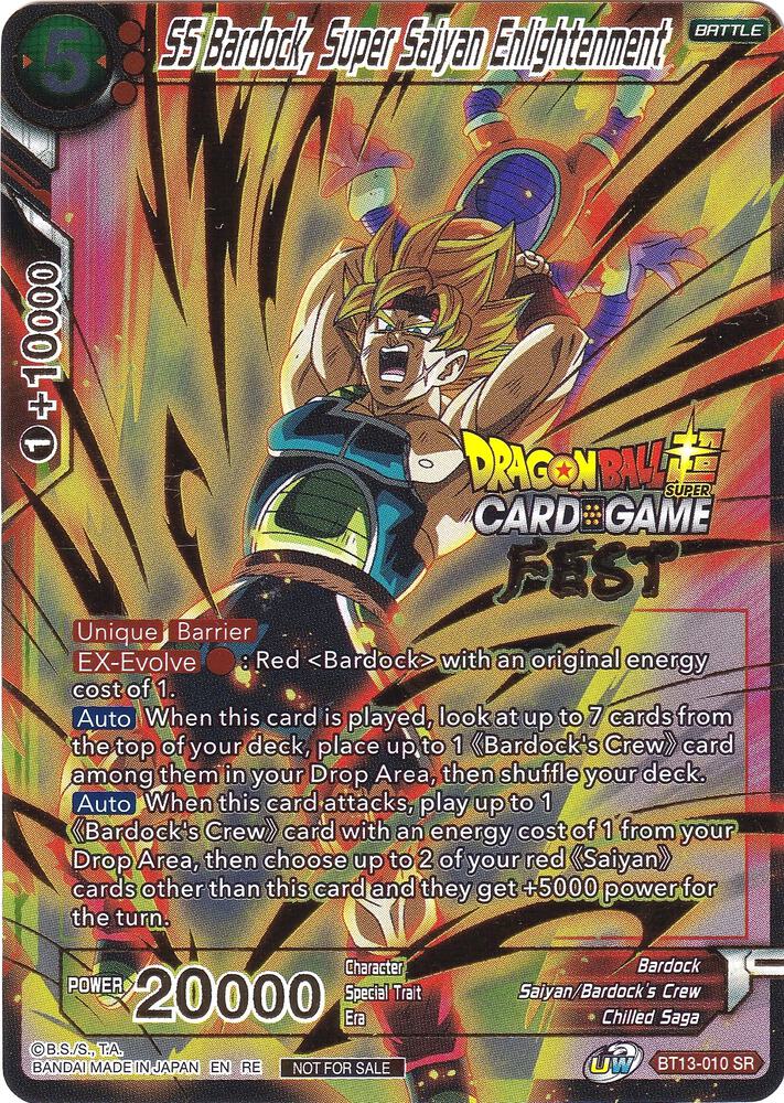 SS Bardock, Super Saiyan Enlightenment (Card Game Fest 2022) BT13-010 card from Tournament Promotion Cards
