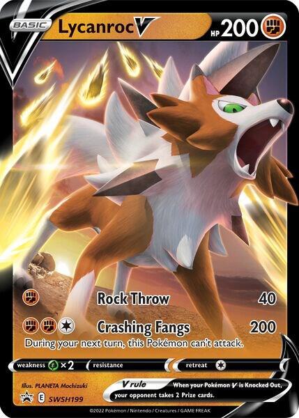 Lycanroc V SWSH199 card from SWSH: Sword & Shield Promo Cards