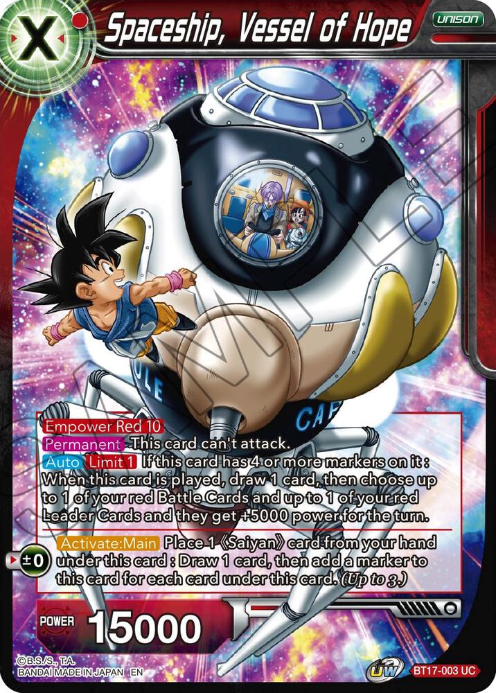 Spaceship, Vessel of Hope BT17-003 card from Ultimate Squad