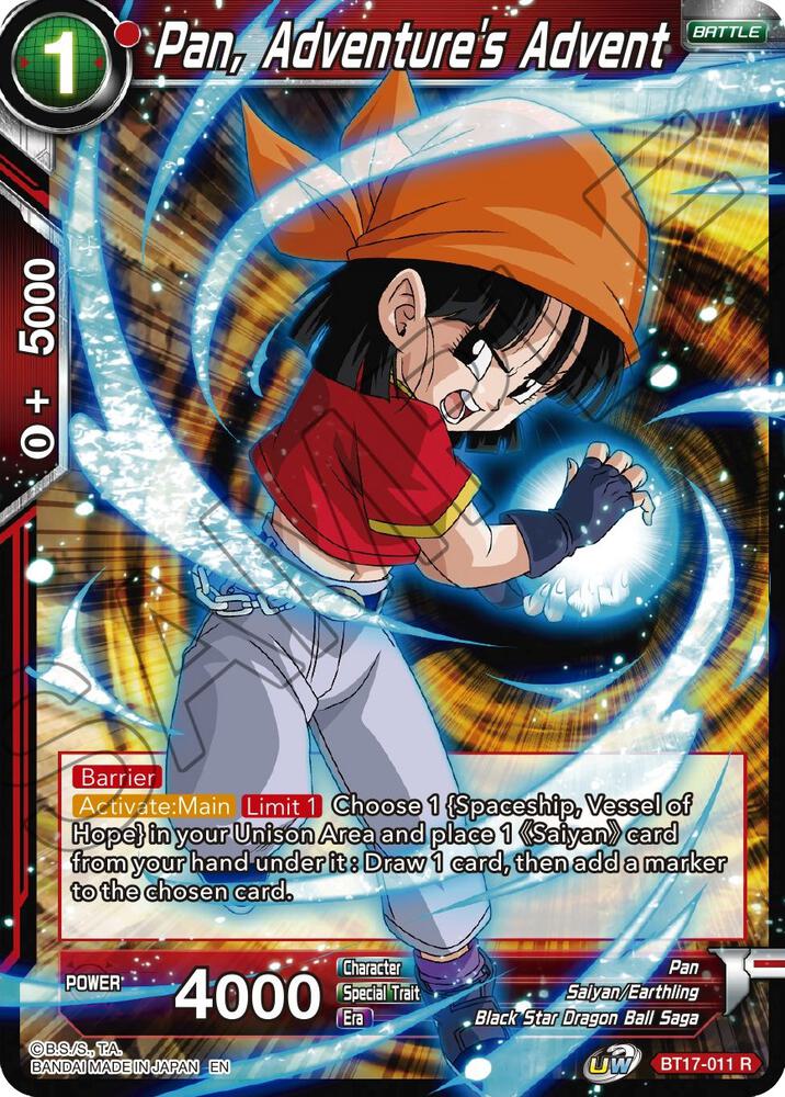 Pan, Adventure's Advent BT17-011 card from Ultimate Squad
