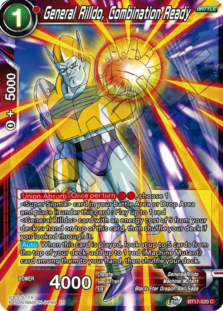 General Rilldo, Combination Ready BT17-020 card from Ultimate Squad