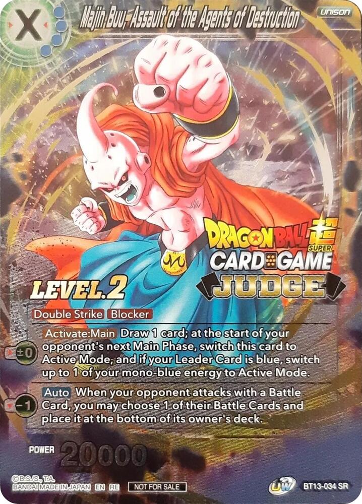 Majin Buu, Assault of the Agents of Destruction (Level 2) (Judge) BT13-034 card from Tournament Promotion Cards