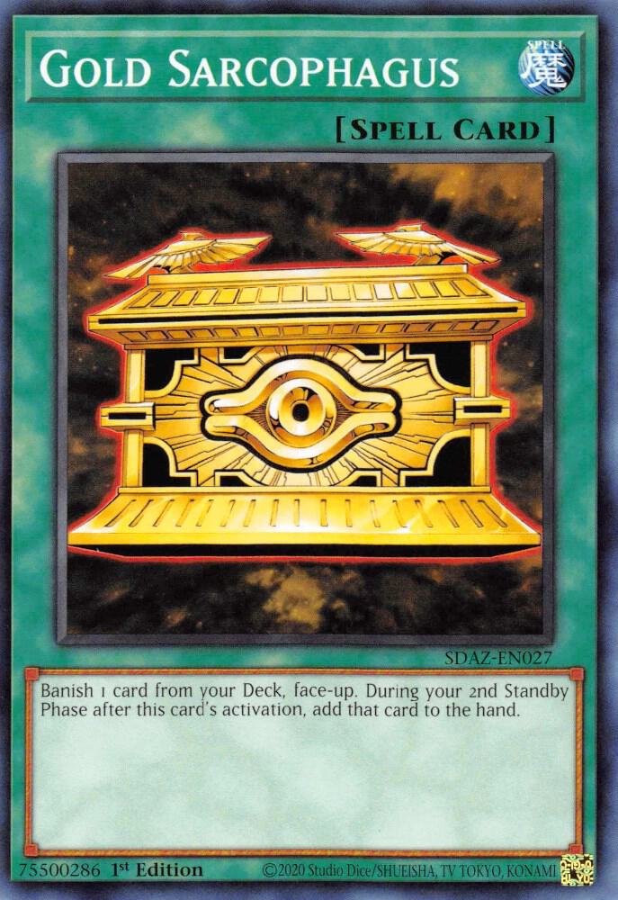 Gold Sarcophagus SDAZ-EN027 card from Structure Deck: Albaz Strike