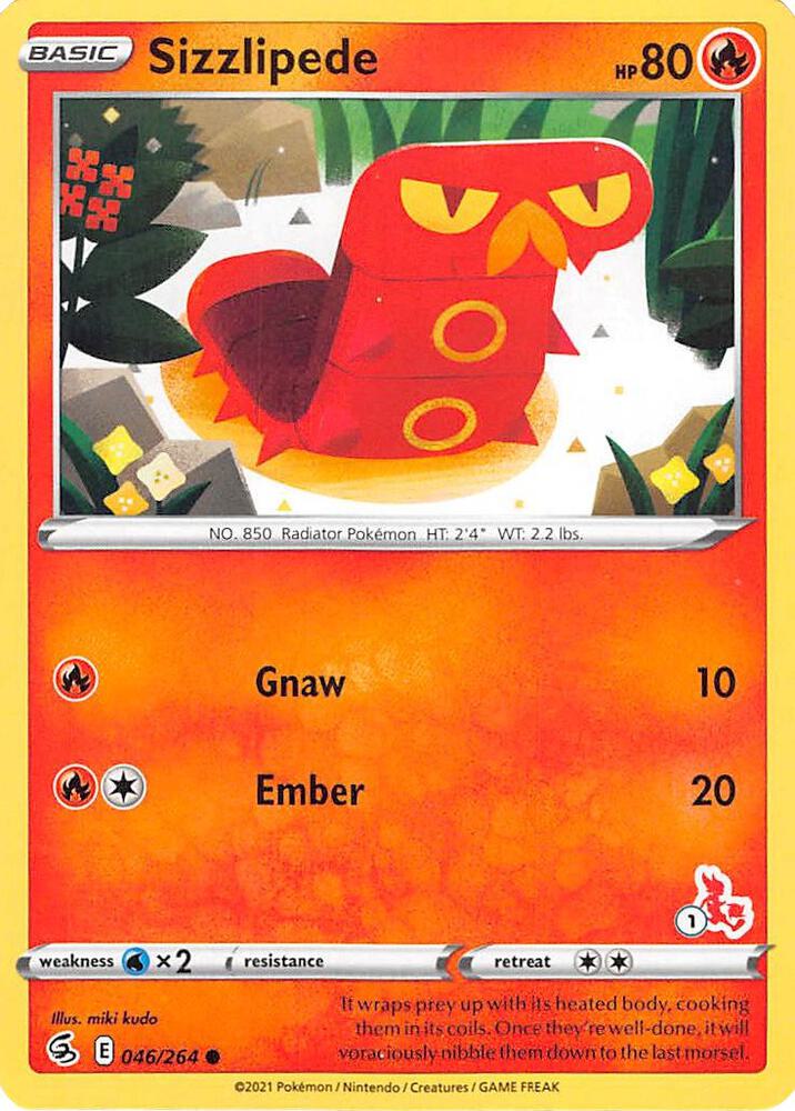 Sizzlipede (#1 Cinderace Stamped) 046/264 card from Battle Academy 2022