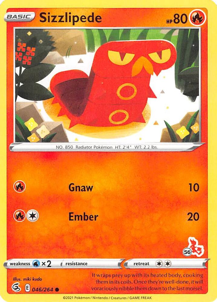 Sizzlipede (#56 Cinderace Stamped) 046/264 card from Battle Academy 2022