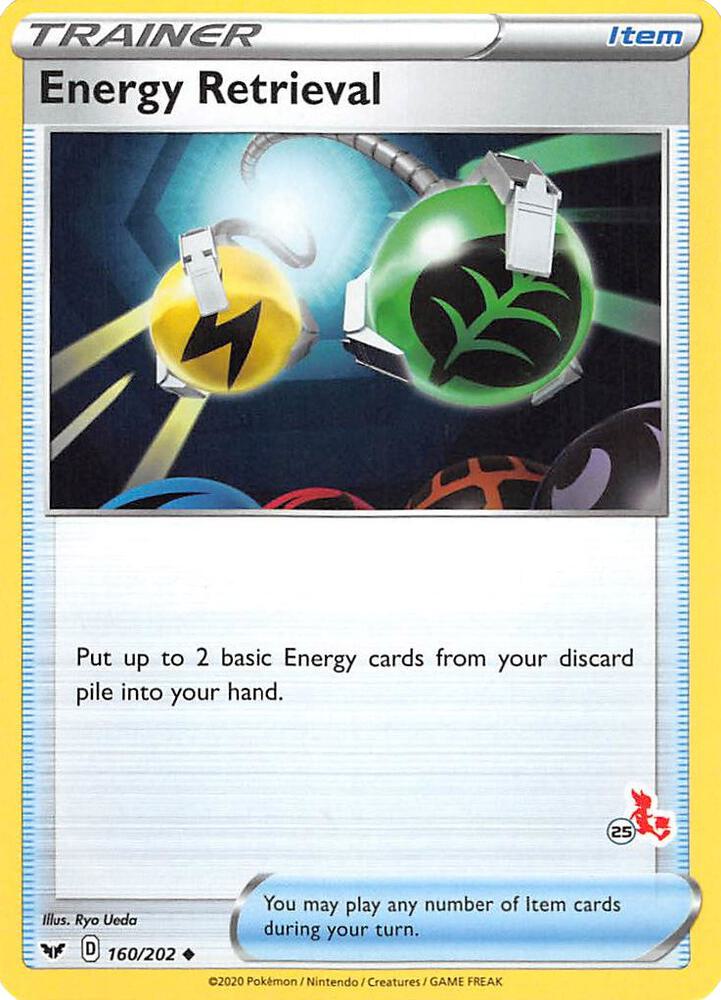 Energy Retrieval (#25 Cinderace Stamped) 160/202 card from Battle Academy 2022