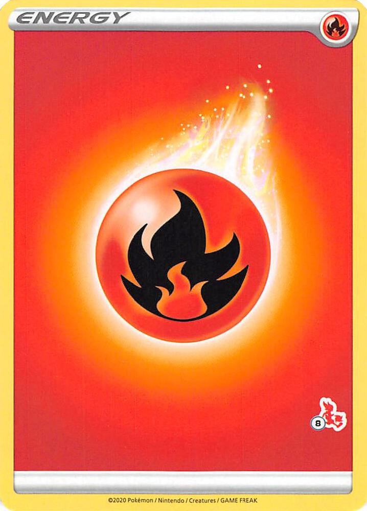 Fire Energy (#8 Cinderace Stamped) card from Battle Academy 2022