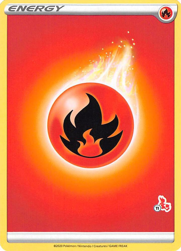 Fire Energy (#11 Cinderace Stamped) card from Battle Academy 2022