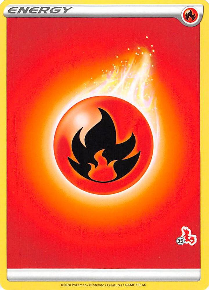 Fire Energy (#35 Cinderace Stamped) card from Battle Academy 2022