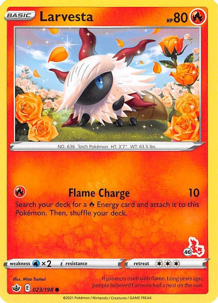 Larvesta (#46 Cinderace Stamped) 023/198 card from Battle Academy 2022