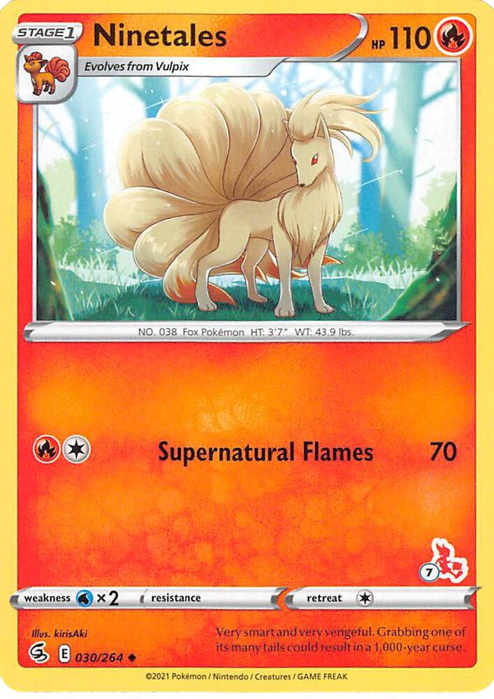 Ninetales (#7 Cinderace Stamped) 030/264 card from Battle Academy 2022
