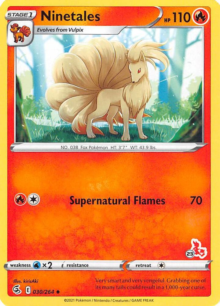Ninetales (#23 Cinderace Stamped) 030/264 card from Battle Academy 2022