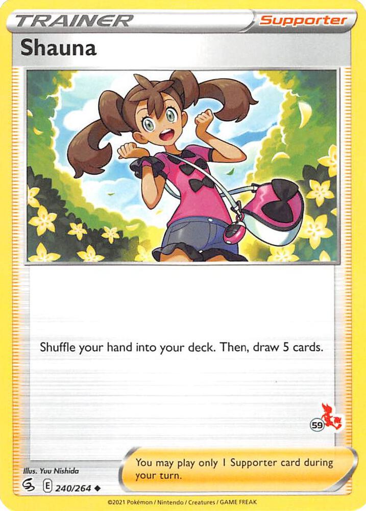 Shauna (#59 Cinderace Stamped) 240/264 card from Battle Academy 2022