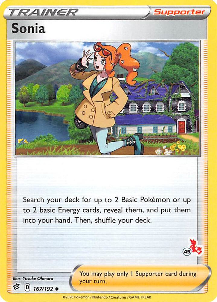 Sonia (#45 Cinderace Stamped) 167/192 card from Battle Academy 2022