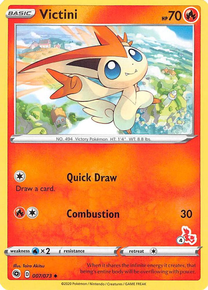 Victini (#4 Cinderace Stamped) 007/073 card from Battle Academy 2022