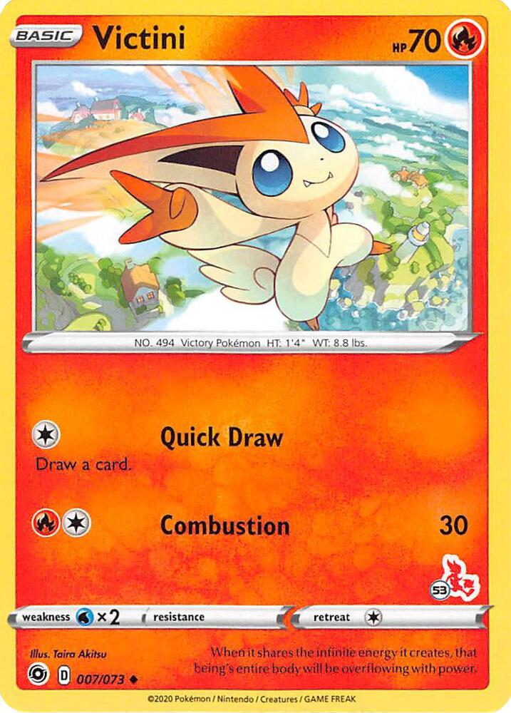 Victini (#53 Cinderace Stamped) 007/073 card from Battle Academy 2022