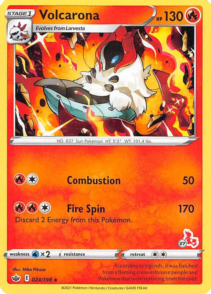 Volcarona (#27 Cinderace Stamped) 024/198 card from Battle Academy 2022