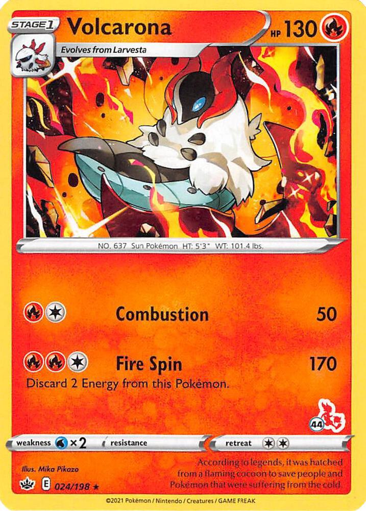Volcarona (#44 Cinderace Stamped) 024/198 card from Battle Academy 2022