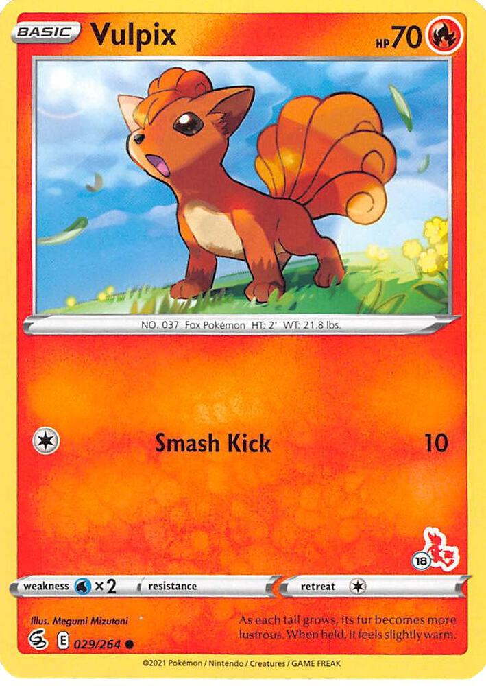 Vulpix (#18 Cinderace Stamped) 029/264 card from Battle Academy 2022