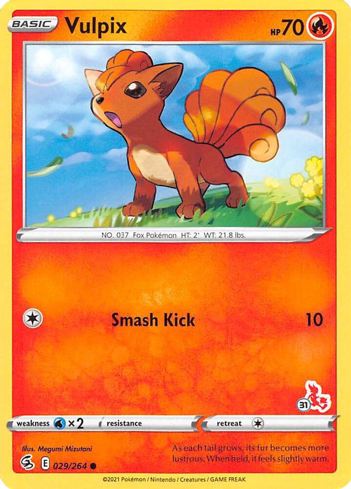 Vulpix (#31 Cinderace Stamped) 029/264 card from Battle Academy 2022
