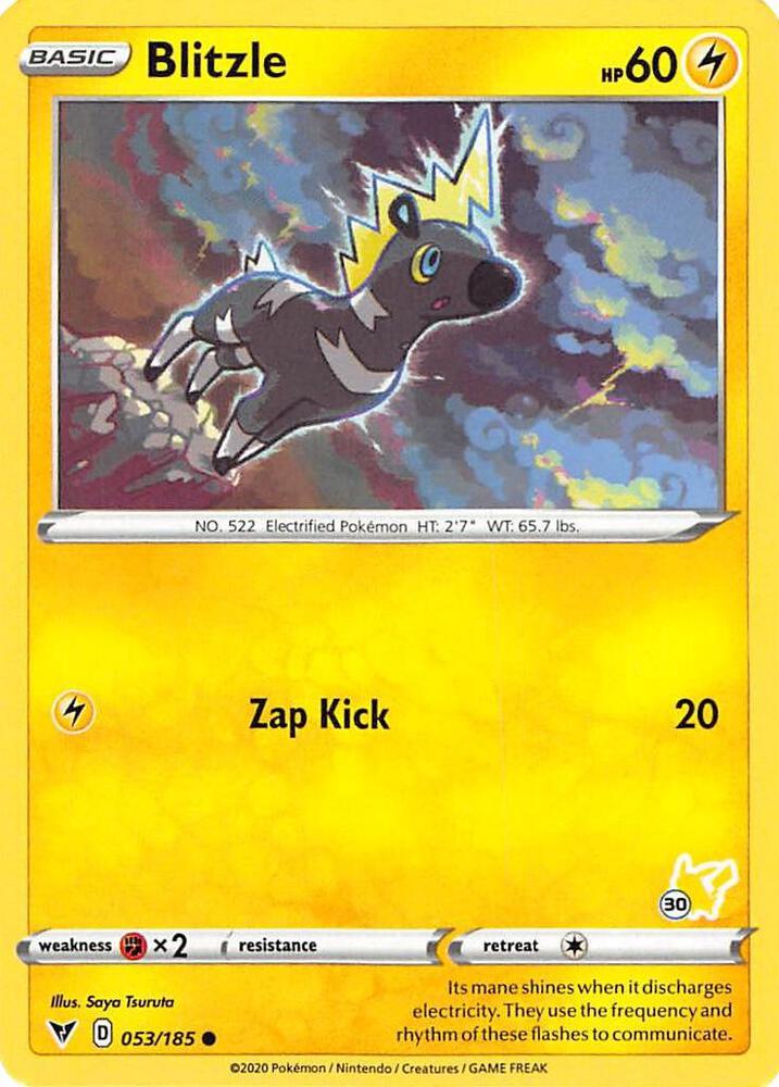 Blitzle (#30 Pikachu Stamped) 053/185 card from Battle Academy 2022