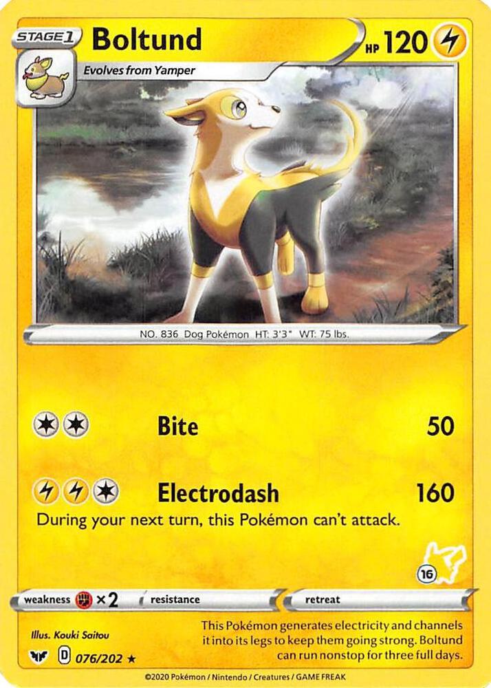 Boltund (#16 Pikachu Stamped) 076/202 card from Battle Academy 2022
