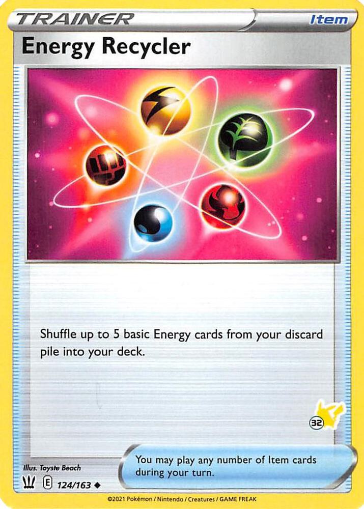 Energy Recycler (#32 Pikachu Stamped) 124/163 card from Battle Academy 2022