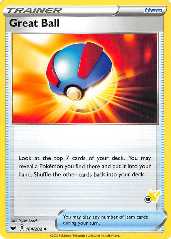 Great Ball (#38 Pikachu Stamped) 164/202 card from Battle Academy 2022