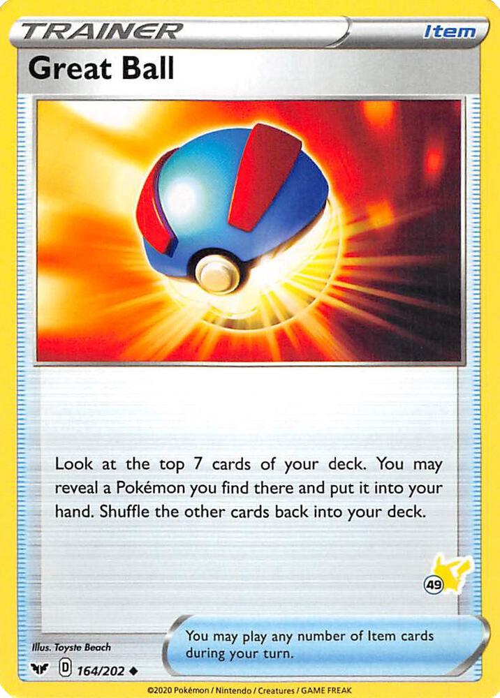 Great Ball (#49 Pikachu Stamped) 164/202 card from Battle Academy 2022