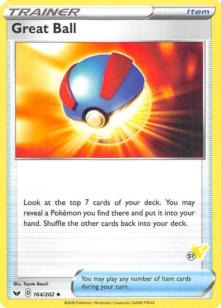 Great Ball (#57 Pikachu Stamped) 164/202 card from Battle Academy 2022