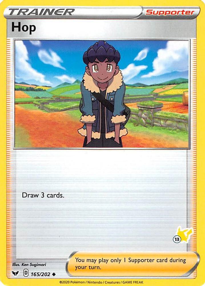 Hop (#13 Pikachu Stamped) 165/202 card from Battle Academy 2022