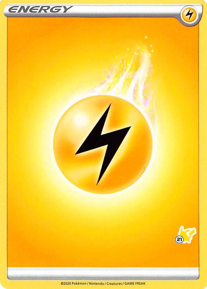Lightning Energy (#21 Pikachu Stamped) card from Battle Academy 2022