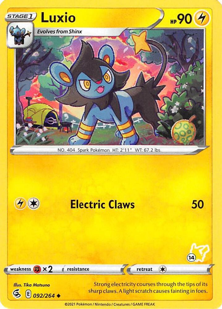 Luxio (#14 Pikachu Stamped) 092/264 card from Battle Academy 2022