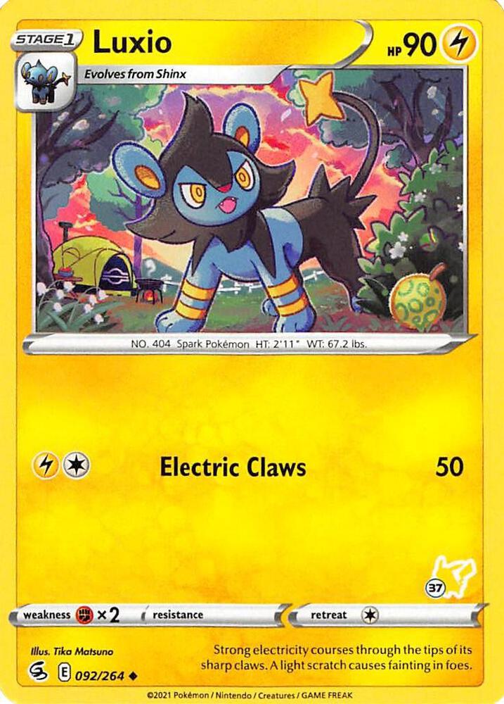 Luxio (#37 Pikachu Stamped) 092/264 card from Battle Academy 2022