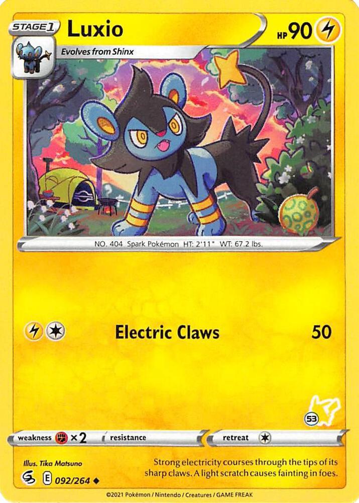 Luxio (#53 Pikachu Stamped) 092/264 card from Battle Academy 2022